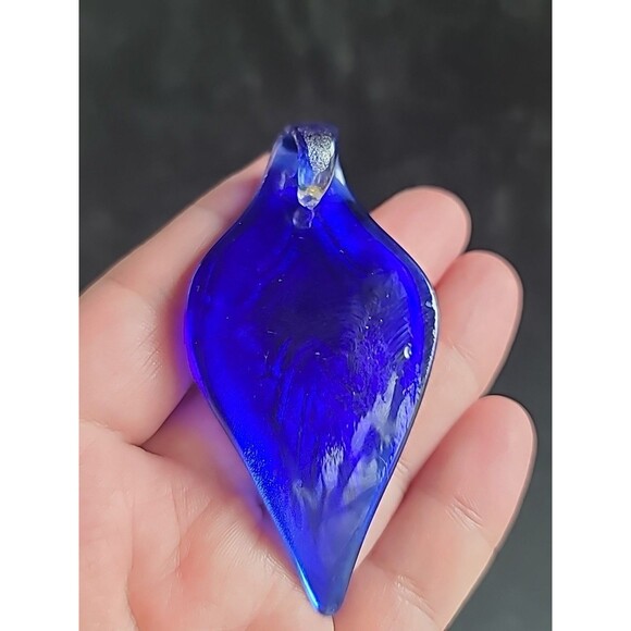 Multicolored Glass Leaf Shaped Pendant - Picture 4 of 10